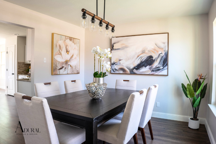 Elegantly staged dining room
